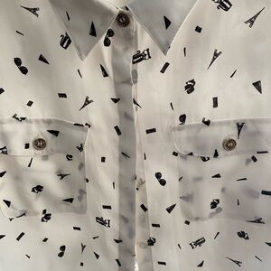 Karl Lagerfeld Paris Women’s White Shirt with Eiffel Tower & Cool Black Cats